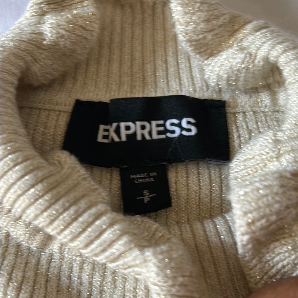 Express Gold and Cream Ribbed Sweater - Picture 2 of 6